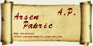 Arsen Paprić vizit kartica